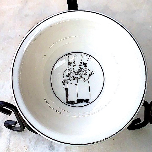 EPOCH LE RESTAURANT RIM CEREAL BOWL WHITE BLACK ROUND Y2K 6 1/2 INCH - Picture 1 of 6